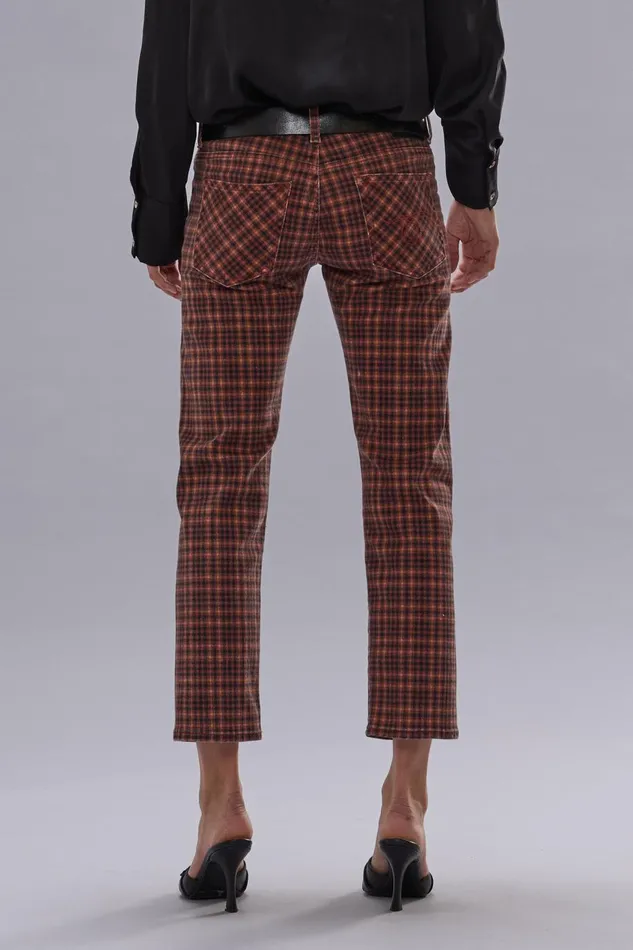 R13 Sale Women BOY STRAIGHT JEAN 8211 PRINTED AUBURN PLAID