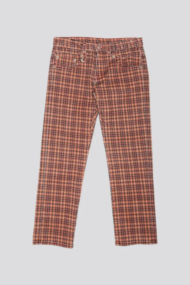 R13 Sale Women BOY STRAIGHT JEAN 8211 PRINTED AUBURN PLAID