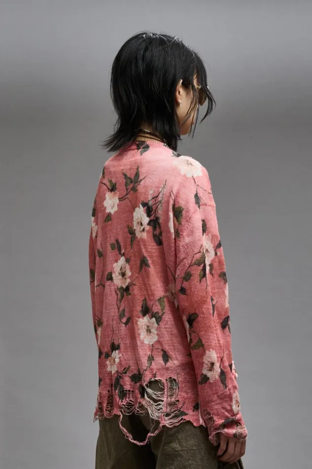 R13 Sale Women BOYFRIEND CARDIGAN 8211 RED FLORAL