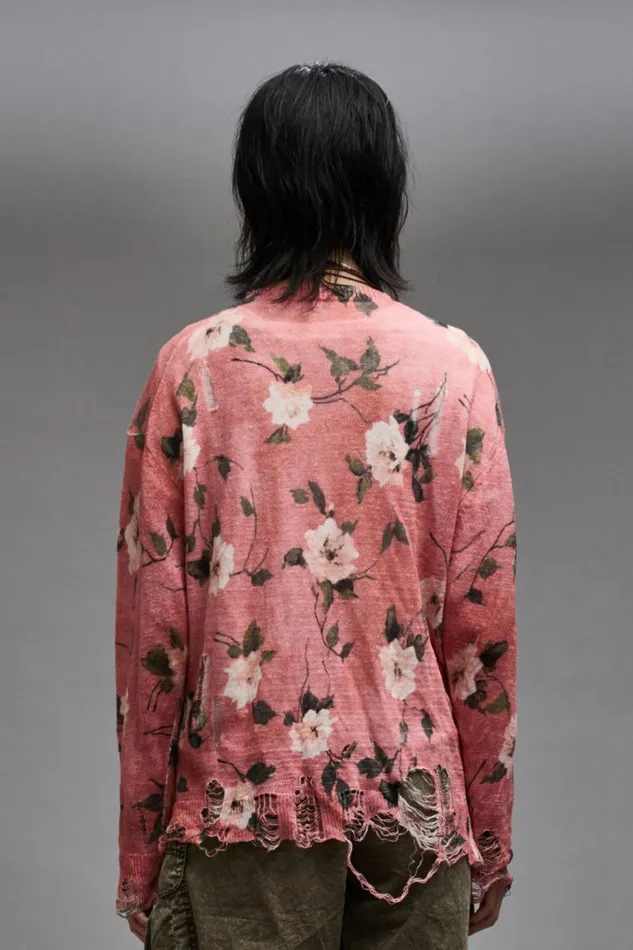 R13 Sale Women BOYFRIEND CARDIGAN 8211 RED FLORAL