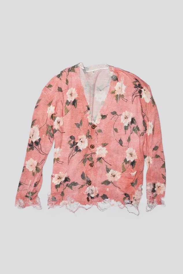 R13 Sale Women BOYFRIEND CARDIGAN 8211 RED FLORAL