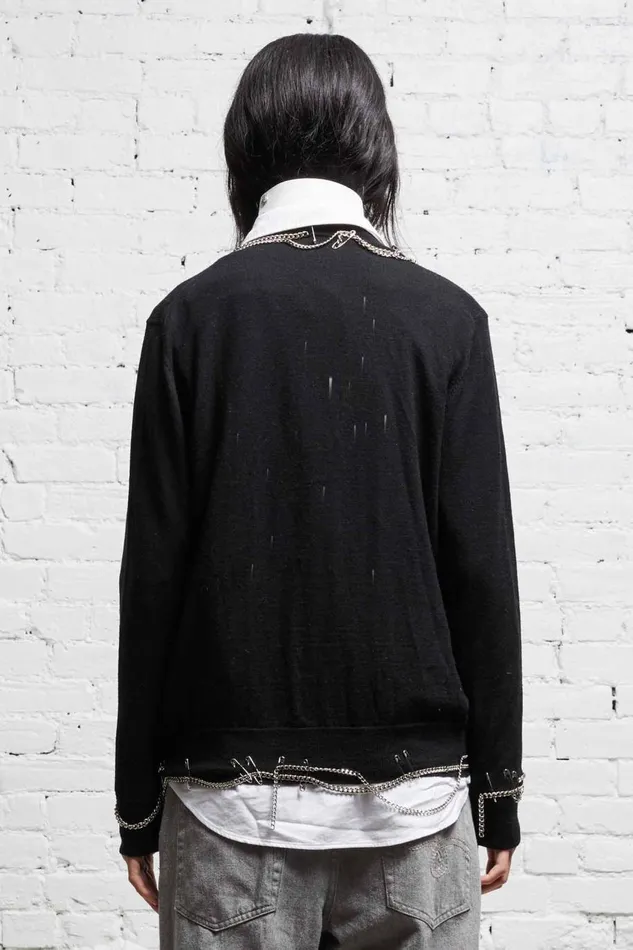 R13 Sale Women CHAIN EMBELLISHED CARDIGAN 8211 BLACK