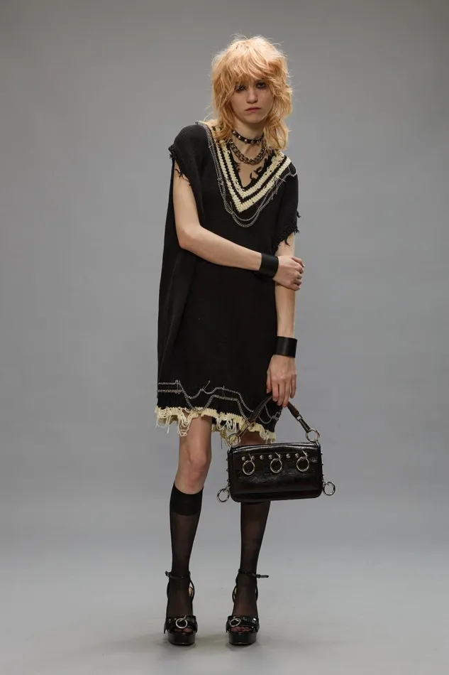 R13 Sale Women CHAIN EMBELLISHED VEST DRESS 8211 BLACK