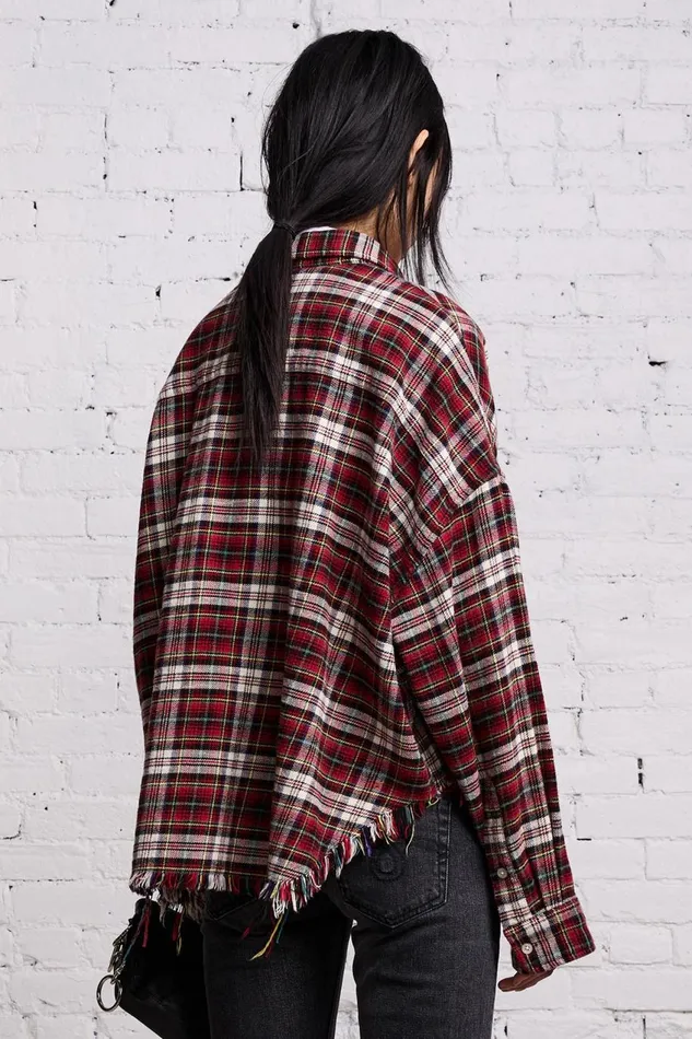 R13 Sale Women CROPPED DROP NECK 8211 RED AND ECRU