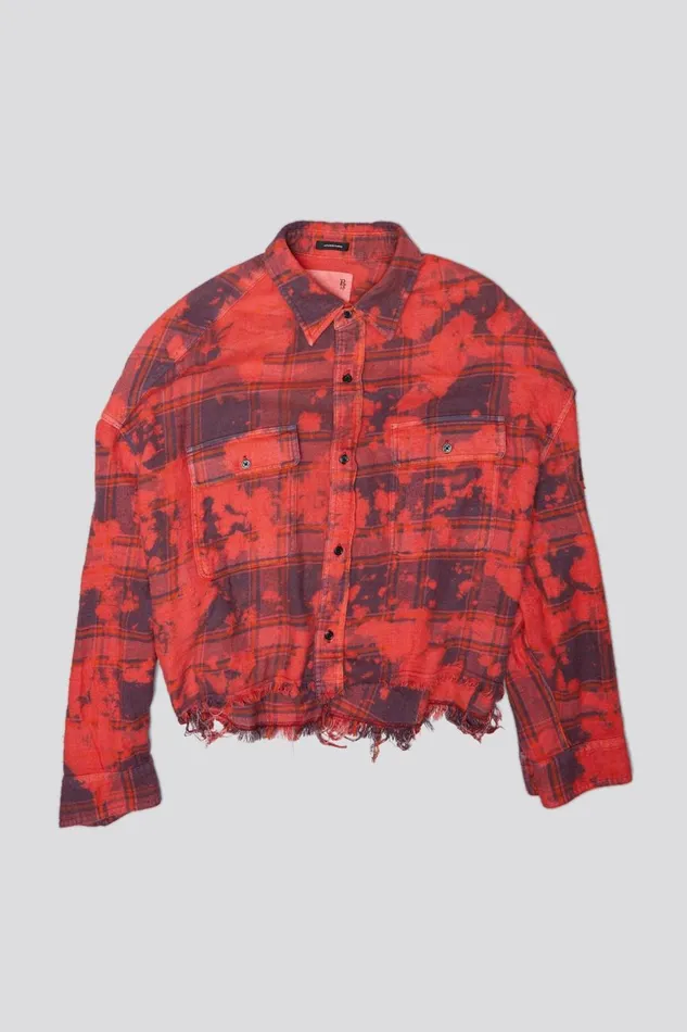 R13 Sale Women CROPPED WORKSHIRT 8211 DUSK RED PLAID