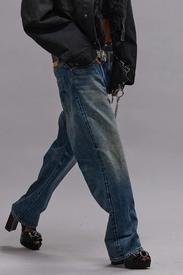 R13 Sale Women CUFFED XBOYFRIEND JEAN 8211 ASPEN SELVEDGE BLUE