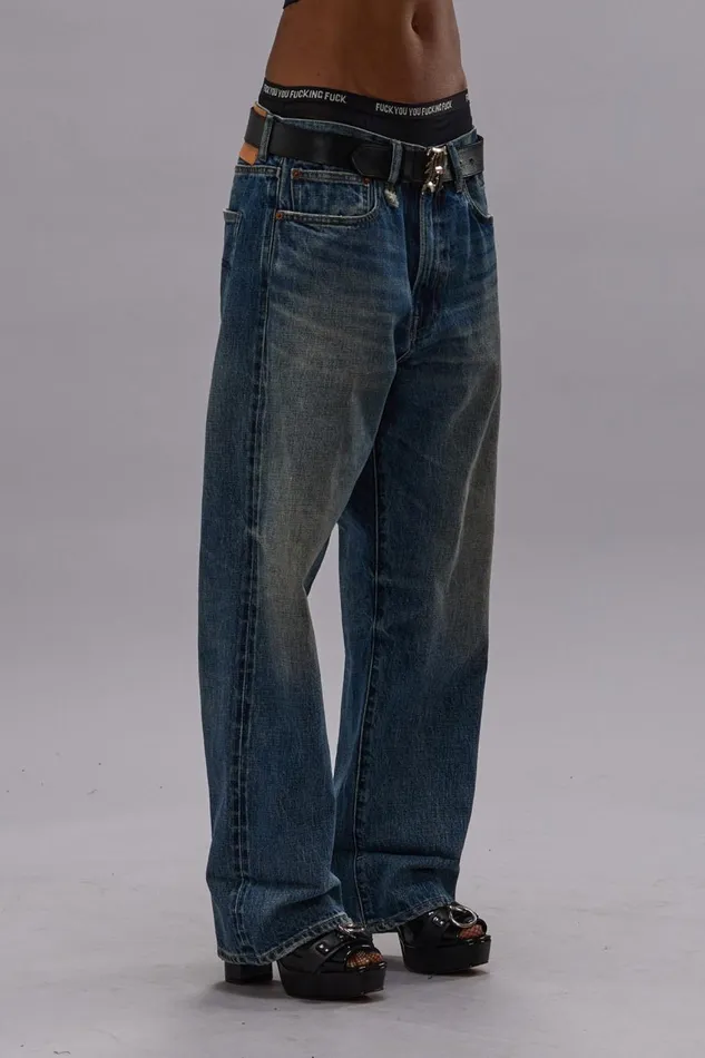 R13 Sale Women CUFFED XBOYFRIEND JEAN 8211 ASPEN SELVEDGE BLUE