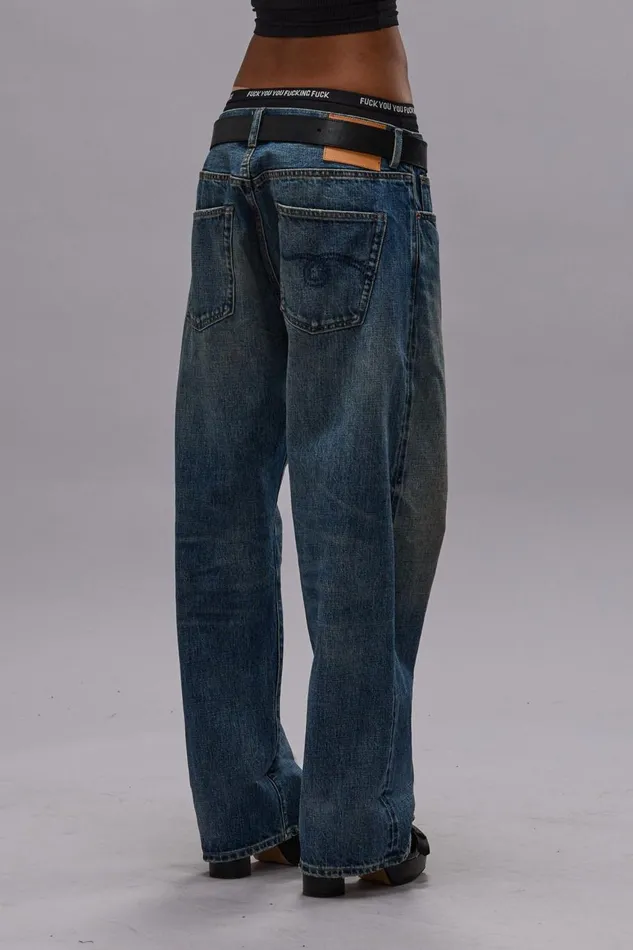 R13 Sale Women CUFFED XBOYFRIEND JEAN 8211 ASPEN SELVEDGE BLUE