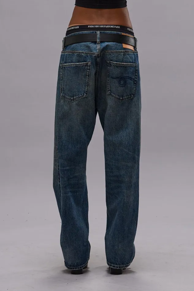 R13 Sale Women CUFFED XBOYFRIEND JEAN 8211 ASPEN SELVEDGE BLUE