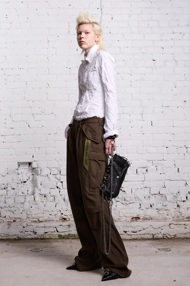 R13 Sale Women DAMON CARGO PANT 8211 OLIVE CASHMERE DENIM