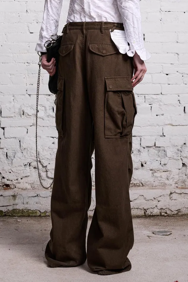 R13 Sale Women DAMON CARGO PANT 8211 OLIVE CASHMERE DENIM