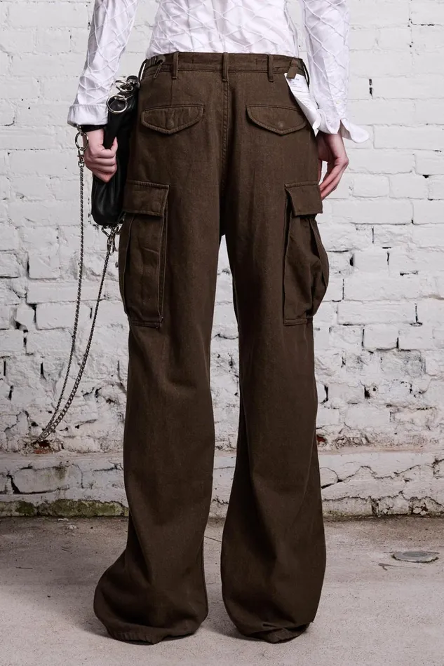 R13 Sale Women DAMON CARGO PANT 8211 OLIVE CASHMERE DENIM