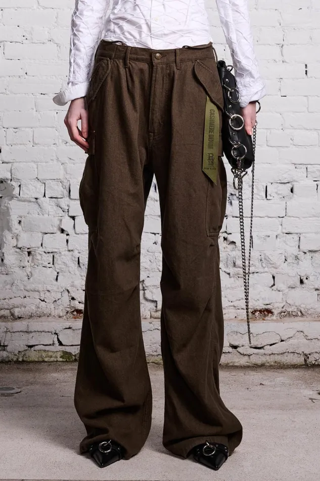 R13 Sale Women DAMON CARGO PANT 8211 OLIVE CASHMERE DENIM