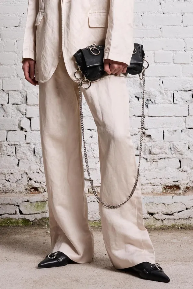 R13 Sale Women DAMON LINEN TROUSER 8211 OYSTER