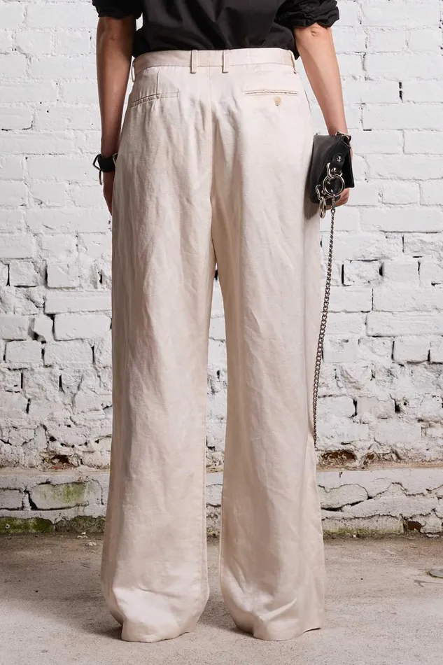R13 Sale Women DAMON LINEN TROUSER 8211 OYSTER