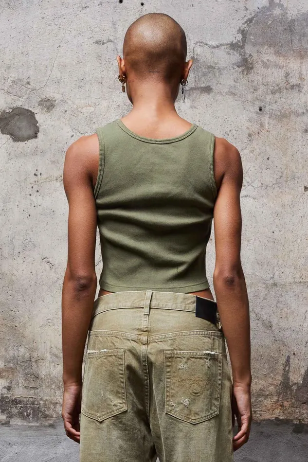 R13 Sale Women DISTRESSED TANK 8211 OLIVE