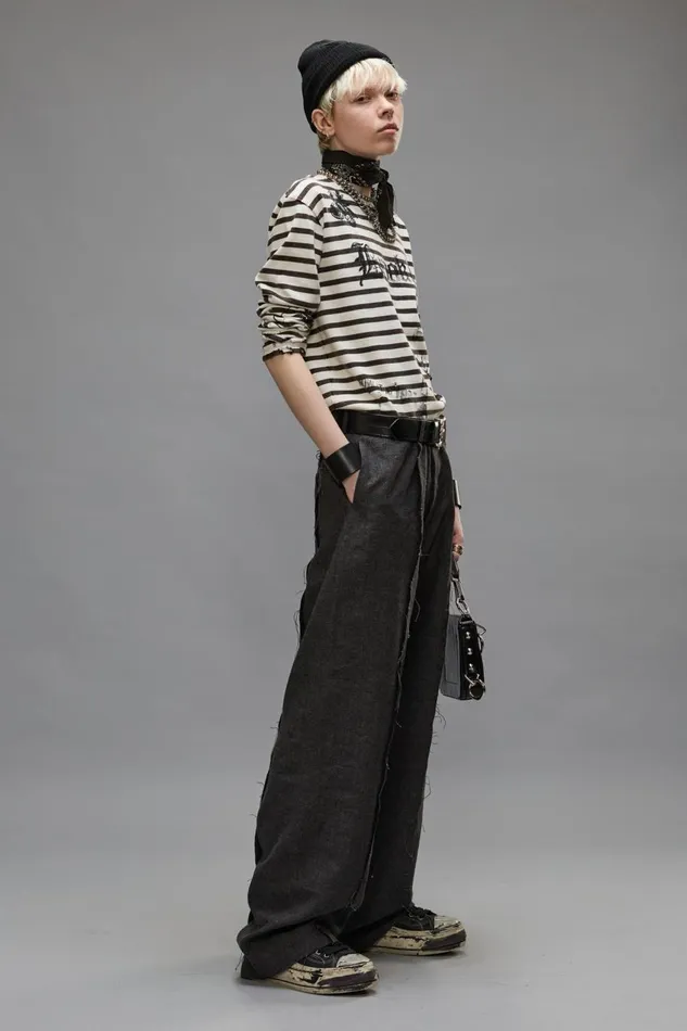 R13 Sale Women EXPOSED SEAM TROUSER 8211 DARK GREY