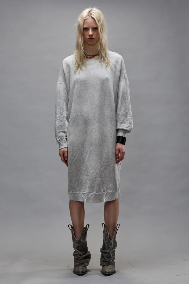 R13 Sale Women GRUNGE SWEATSHIRT DRESS 8211 HEATHER GREY
