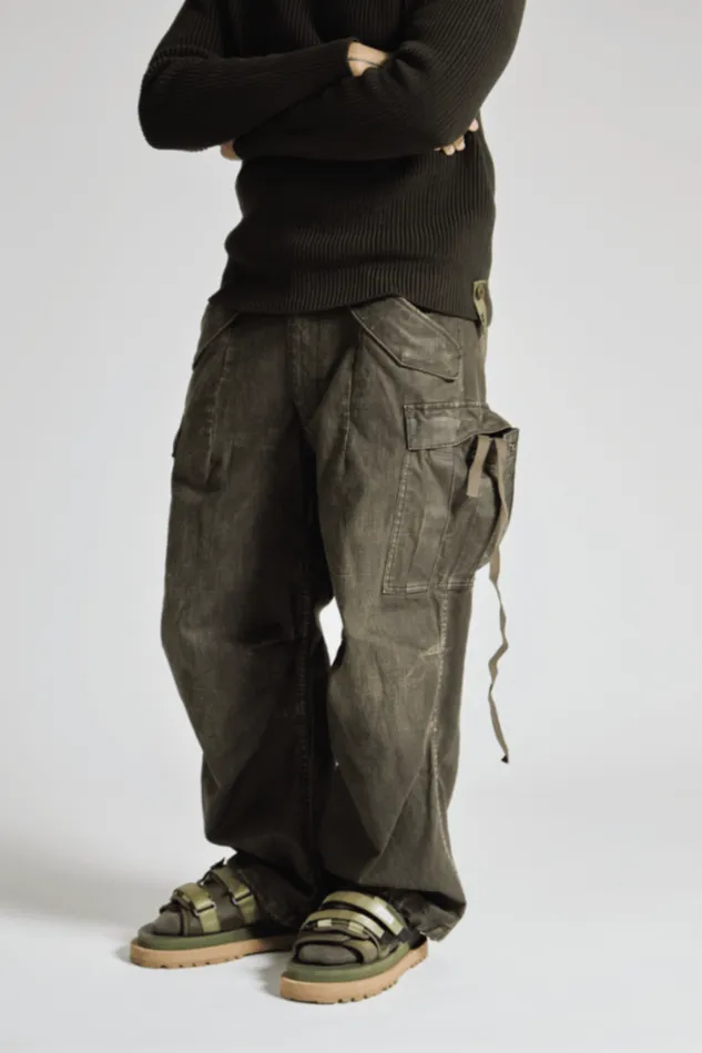 R13 Sale Women MARK MILITARY CARGO PANTS 8211 BLACK CANVAS