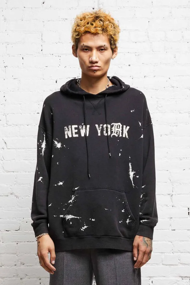 R13 Sale Women R13 NEW YORK HOODIE 8211 ACID BLACK