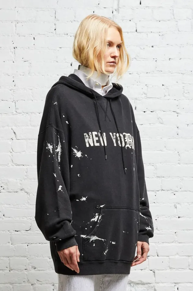 R13 Sale Women R13 NEW YORK HOODIE 8211 ACID BLACK