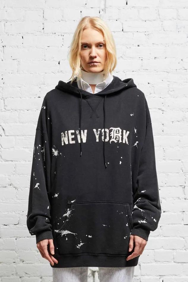 R13 Sale Women R13 NEW YORK HOODIE 8211 ACID BLACK