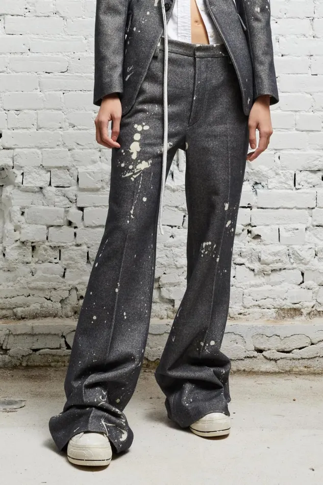 R13 Sale Women RELAXED TROUSER 8211 GREY PAINT SPLATTER