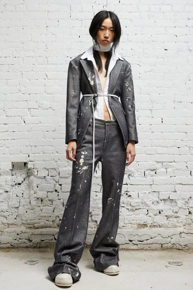R13 Sale Women RELAXED TROUSER 8211 GREY PAINT SPLATTER