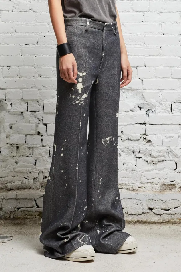 R13 Sale Women RELAXED TROUSER 8211 GREY PAINT SPLATTER