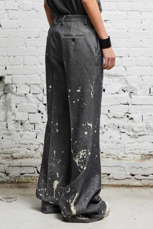R13 Sale Women RELAXED TROUSER 8211 GREY PAINT SPLATTER