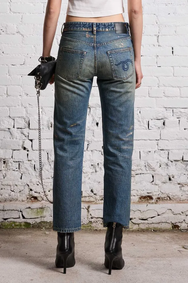 R13 Sale Women ROMEO JEAN 8211 SPLATTERED CLINTON BLUE