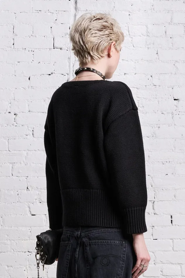 R13 Sale Women SHRUNKEN PUNK SWEATER 8211 GOTHIC BLACK