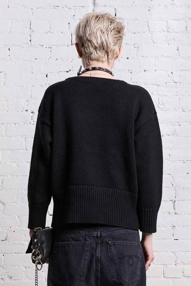 R13 Sale Women SHRUNKEN PUNK SWEATER 8211 GOTHIC BLACK