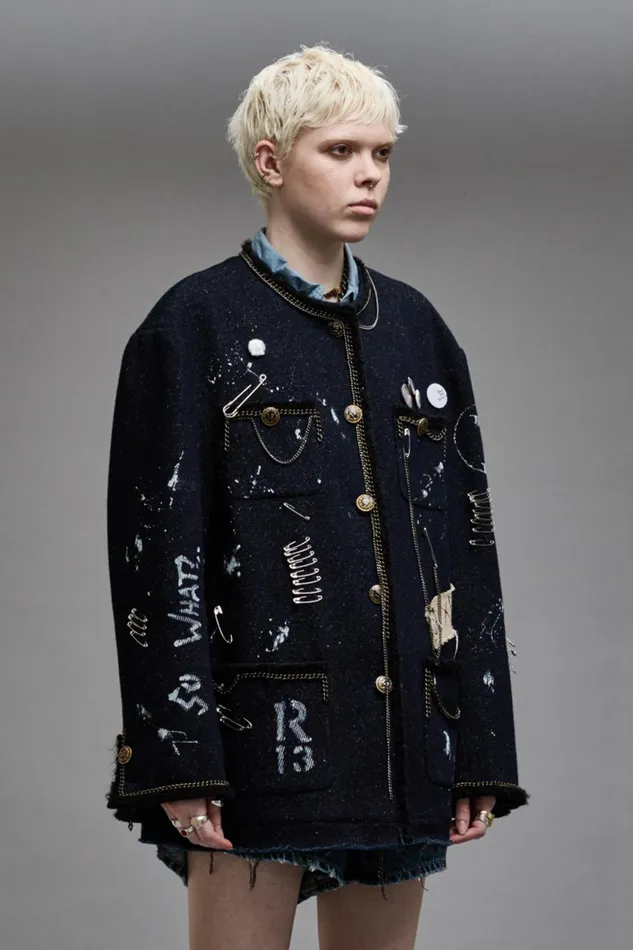 R13 Sale Women SLOUCH CHORE JACKET 8211 GRAFFITI TWEED