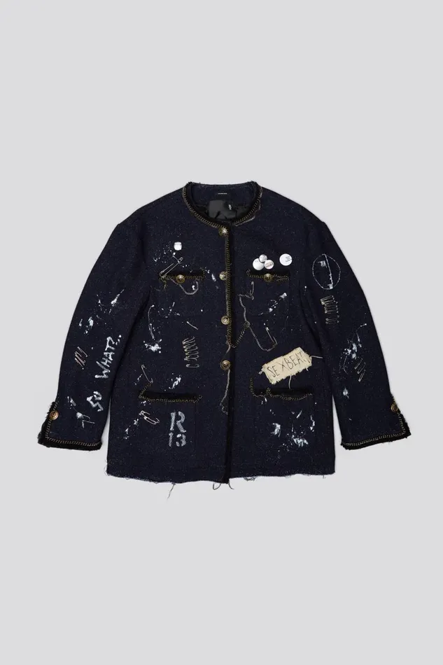 R13 Sale Women SLOUCH CHORE JACKET 8211 GRAFFITI TWEED