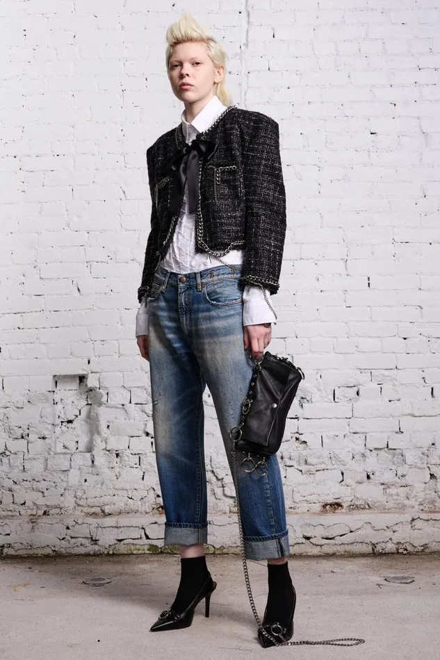 R13 Sale Women SQUARE SHOULDER JACKET 8211 BLACK TWEED