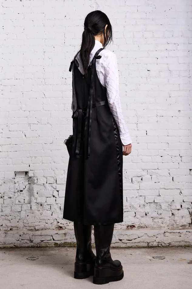 R13 Sale Women TAPE TIE GRUNGE SLIP 8211 BLACK AND SATIN