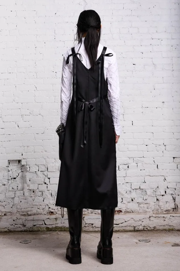 R13 Sale Women TAPE TIE GRUNGE SLIP 8211 BLACK AND SATIN