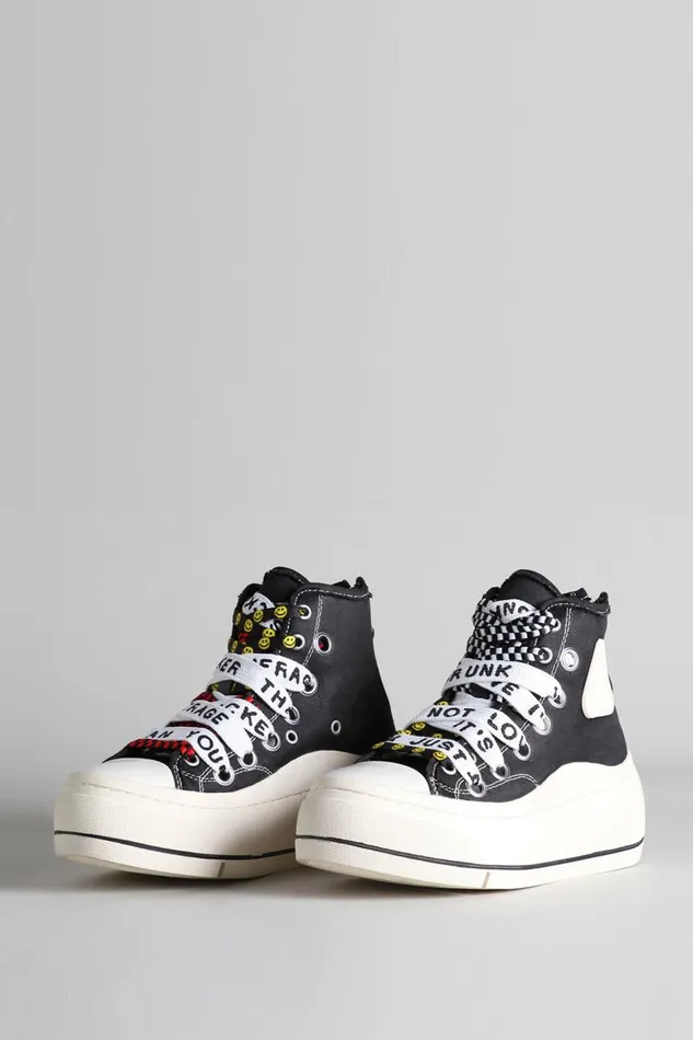 R13 Sneakers Women Double Grommet Kurt High Top Sneaker 8211 Black Denim