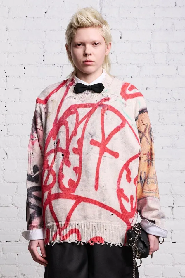 R13 Sweaters Women OVERSIZED SWEATER 8211 GRUNGE MURAL