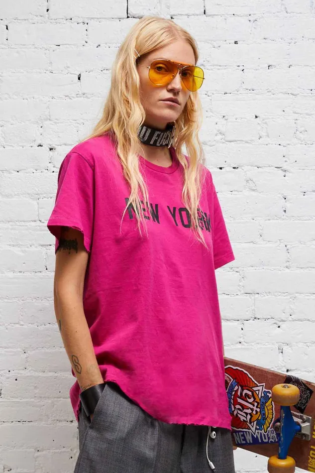 R13 TShirts Women NEW YORK BOY T 8211 HOT PINK