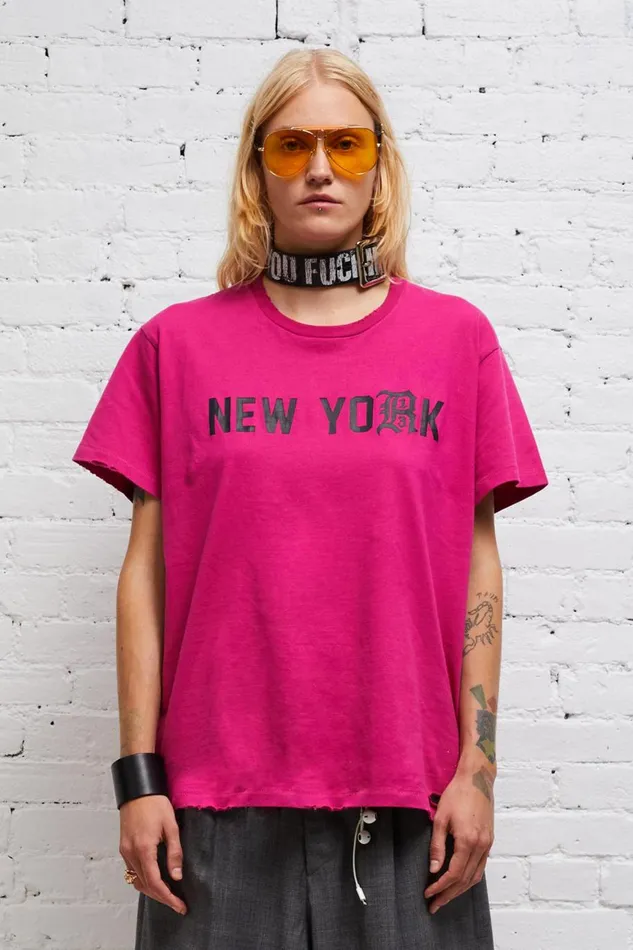 R13 TShirts Women NEW YORK BOY T 8211 HOT PINK