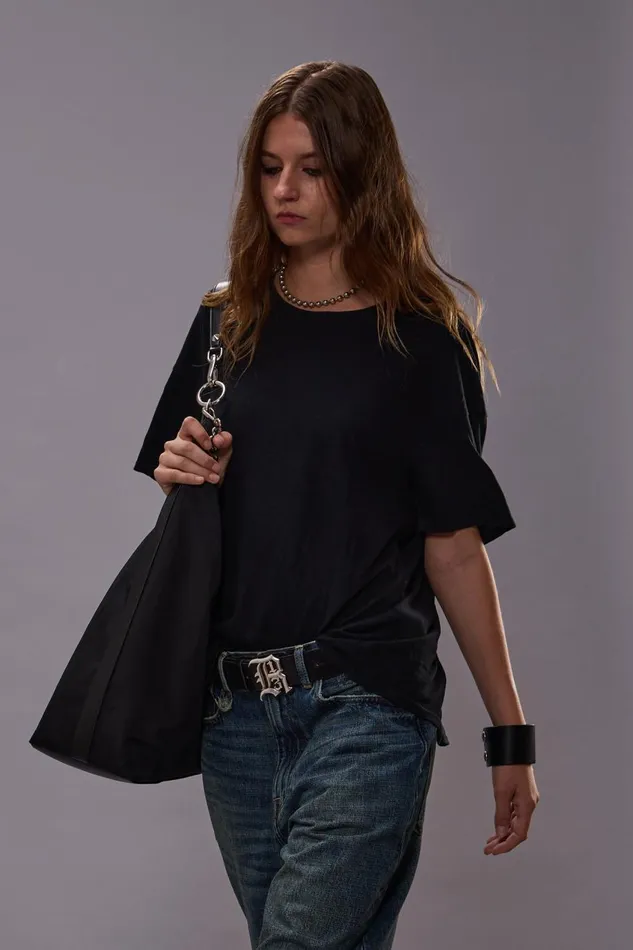 R13 TShirts Women RELAXED CASHMERE TEE 8211 BLACK