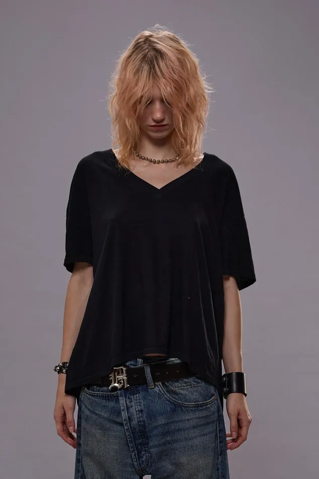 R13 TShirts Women RELAXED CASHMERE VNECK TEE 8211 BLACK