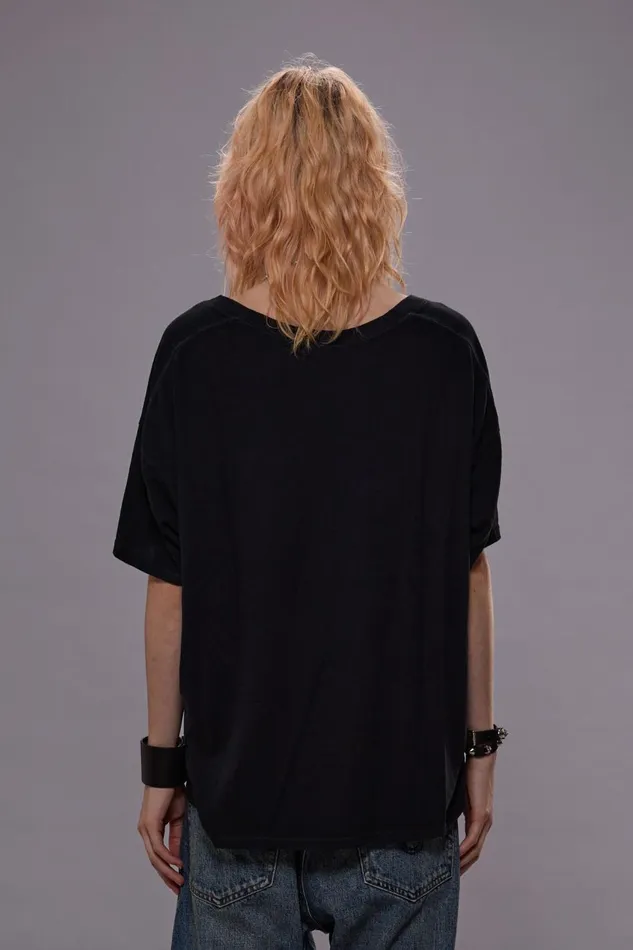 R13 TShirts Women RELAXED CASHMERE VNECK TEE 8211 BLACK