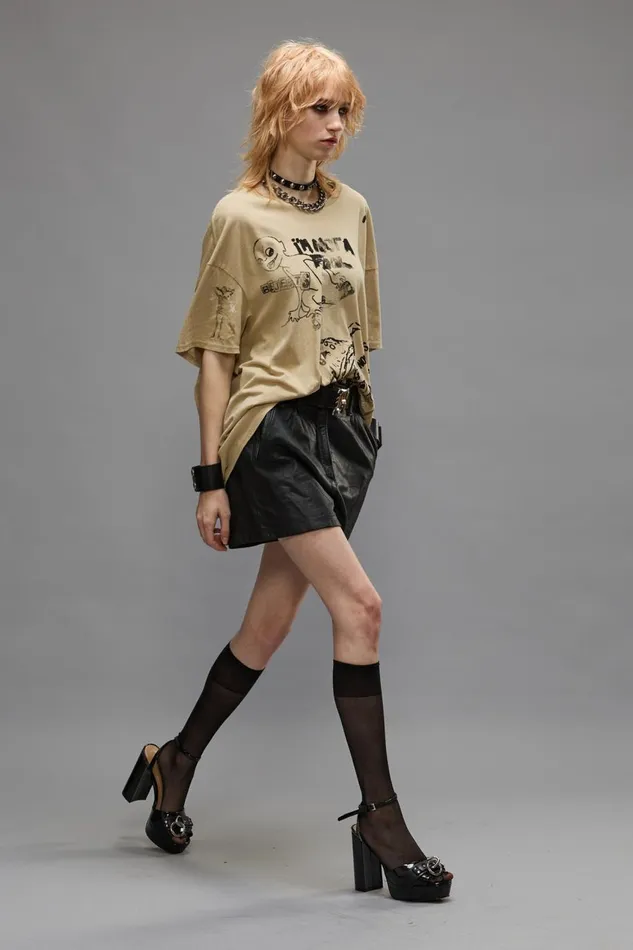 R13 TShirts Women RELAXED STAMP TEE 8211 SPLATTERED KHAKI