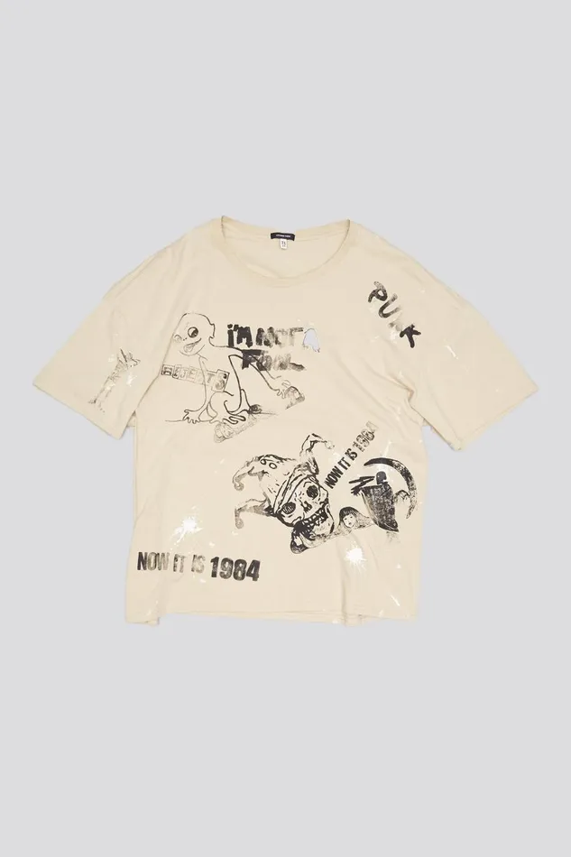 R13 TShirts Women RELAXED STAMP TEE 8211 SPLATTERED KHAKI