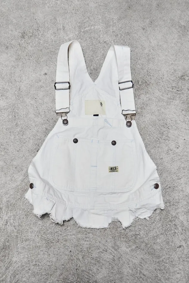 R13 Tops Women DAMON OVERALL BIB 8211 ECRU CANVAS