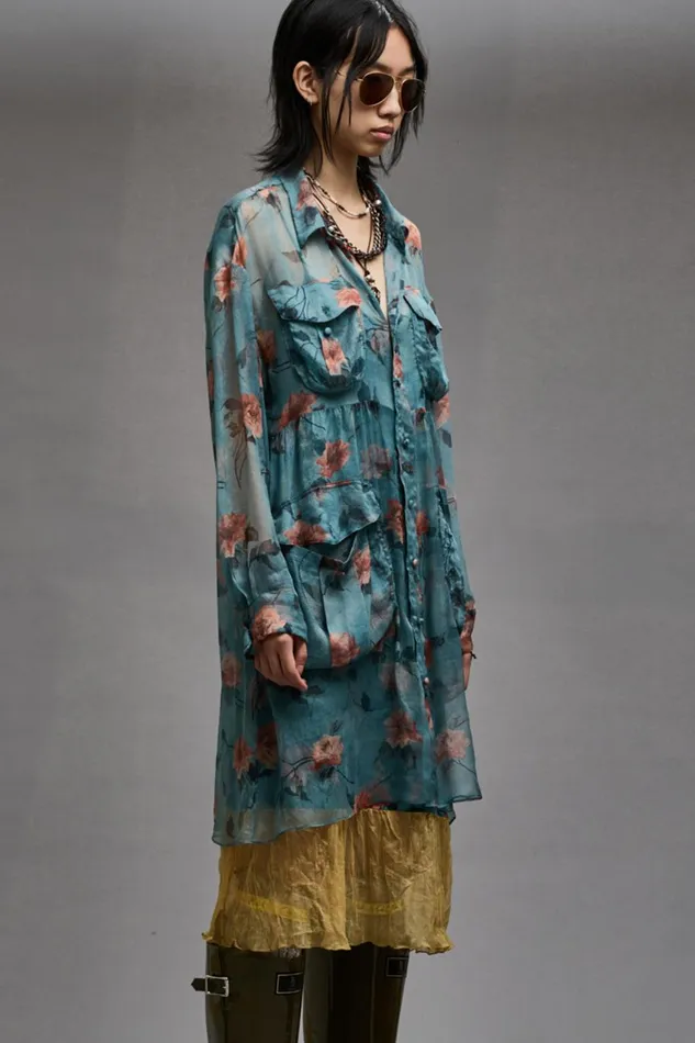 R13 Tops Women DOUBLE LAYER DRESS SET 8211 BLUE FLORAL
