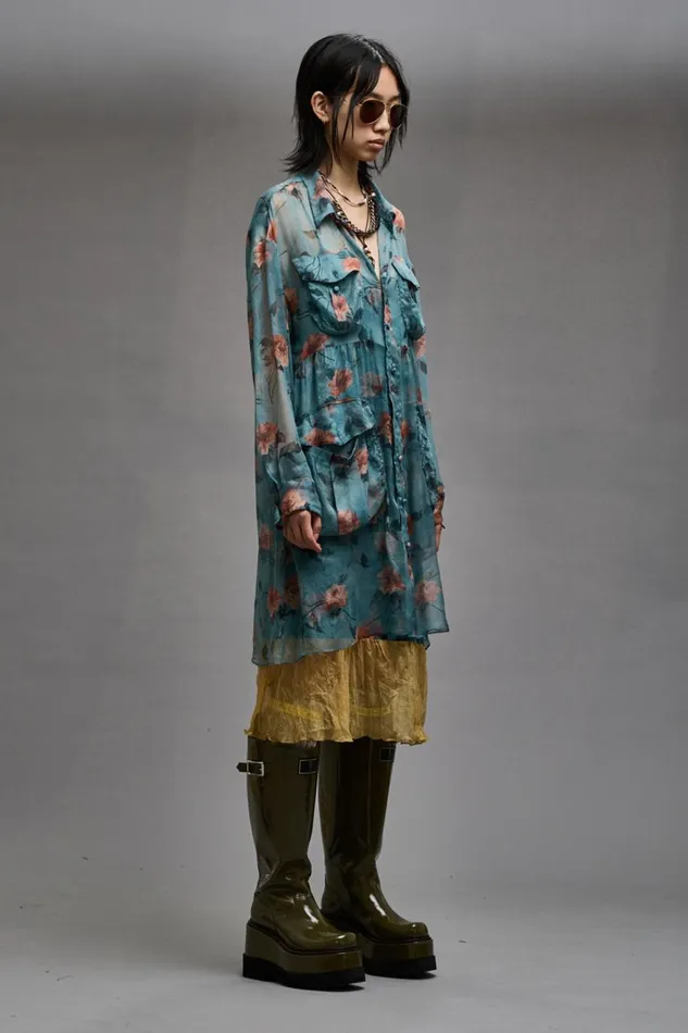 R13 Tops Women DOUBLE LAYER DRESS SET 8211 BLUE FLORAL